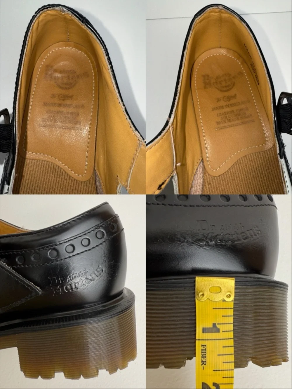 Vintage Dr. Martens England MIE Black White Wingtip Heel Mary Janes Shoes UK 4 - Picture 14 of 16